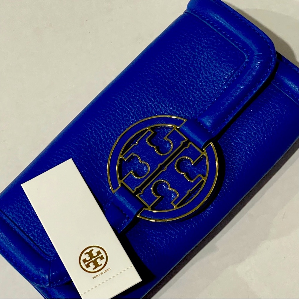 Tory Burch Blue Wallet Amanda Envelope - Picture 1 of 10